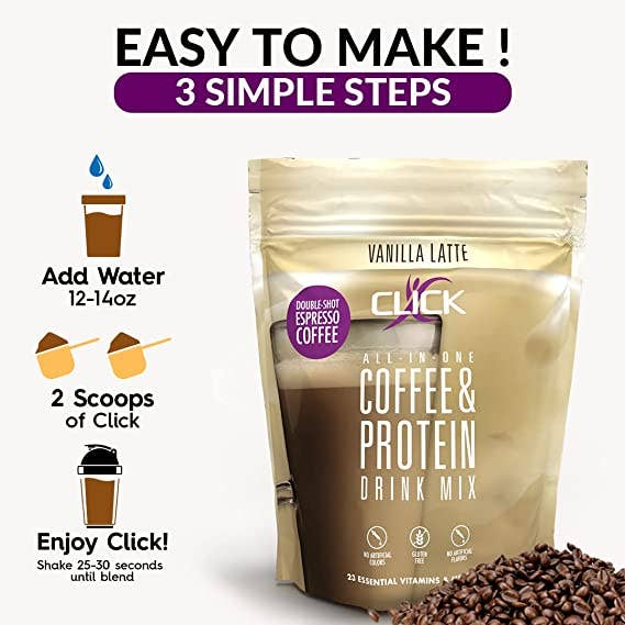CLICK Coffee Protein Drink - Wholesale Protein/Superfood Powder - CLICK Coffee Protein Powder Meal Replacement, Vanilla Latte3