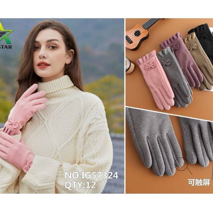 GUANTI DA DONNA IN PELLE SCAMOSCIATA - 12 PEZZI per la vendita all'ingrosso da parte di MIA LAROUGE