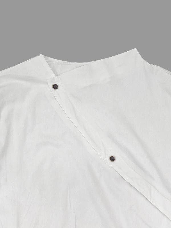 VIT Asymmetrisk blus med knappar och delad framkant för wholesale på Faire7