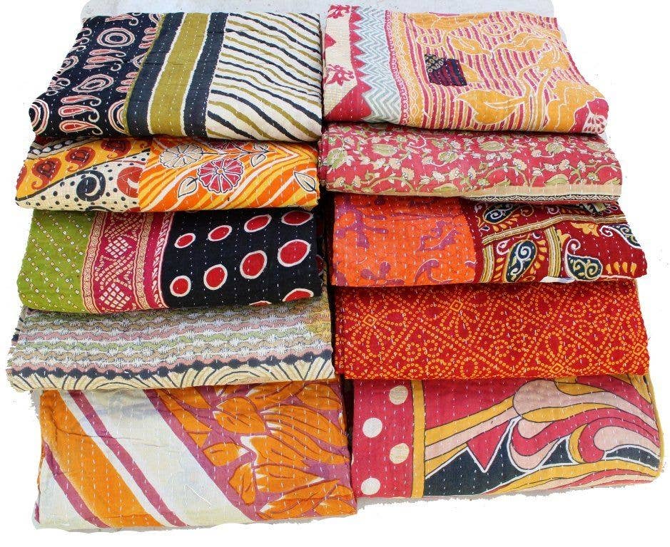 Meghcraft - Wholesale Quilt - Assorted Handmade Bohemian Kantha Hand Stitched Quilt Throw6