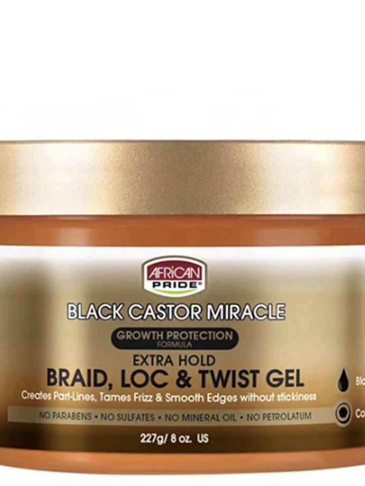 AFRICAN PRIDE BLACK CASTOR MIRACLE BRAID,&TWIST GEL for wholesale by GIFTHAIRS BEAUTY STORE