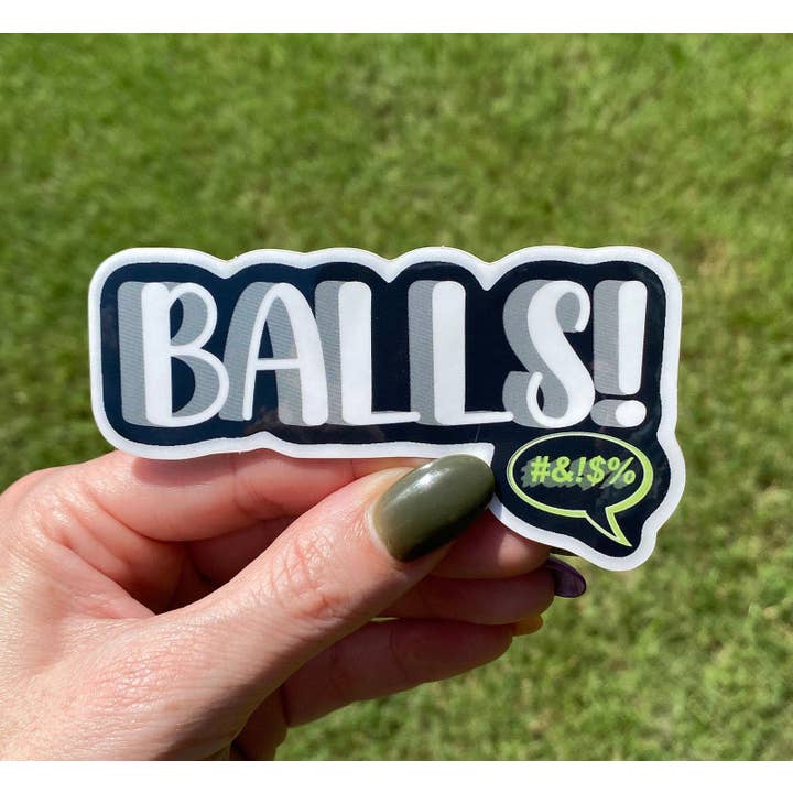 Autocollants en vinyle imperméables Curses : "Balles !" pour la vente par Lucky Ladybug labs