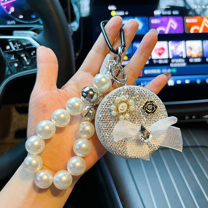 Diamond Chanel Style Portable Folding Mirror Pendant for wholesale by Ekartini