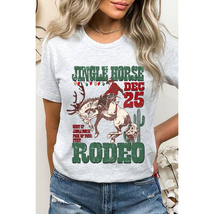 COLORBEAR - Wholesale T-Shirt (Graphic) - Women's - JINGLE HORSE RODEO,CHRISTMAS UNISEX SHORT SLEEVE,GRAPHIC