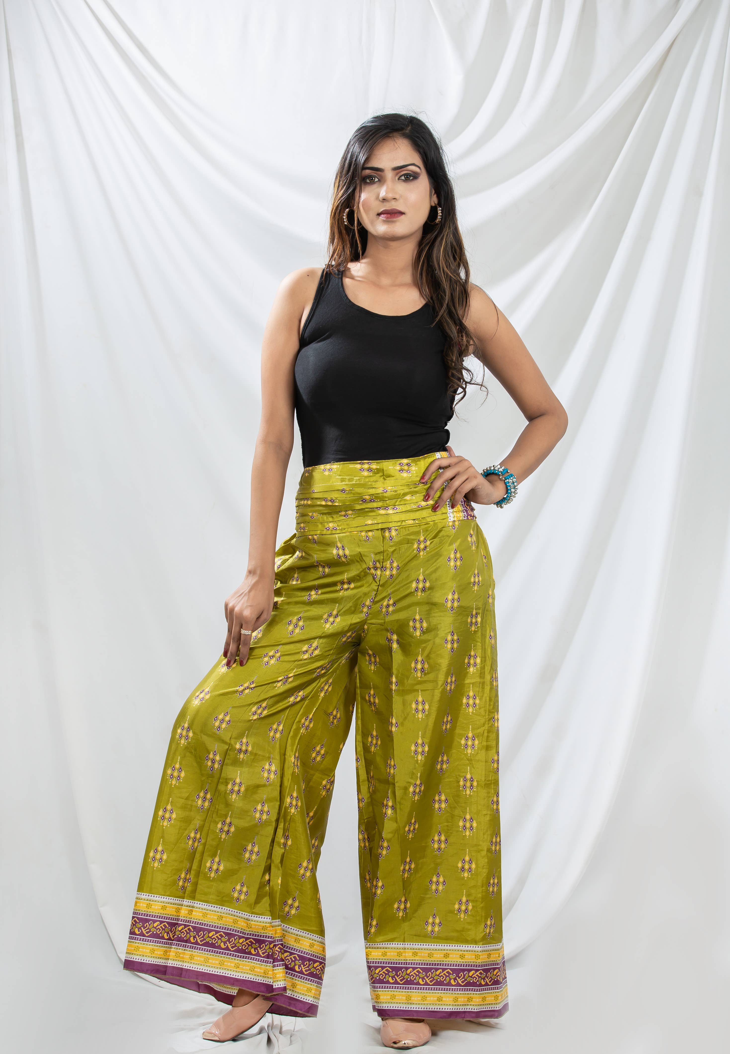 Meghcraft - Wholesale Pants - Women's - Silk Vintage Upcycled Silk Trouser-Wide Leg Pants-Palazzo14