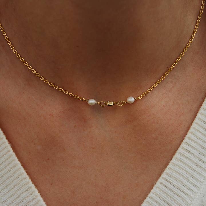 Collar de perlas, collar minimalista, collar de plata 925 for wholesale by Yneda Jewels