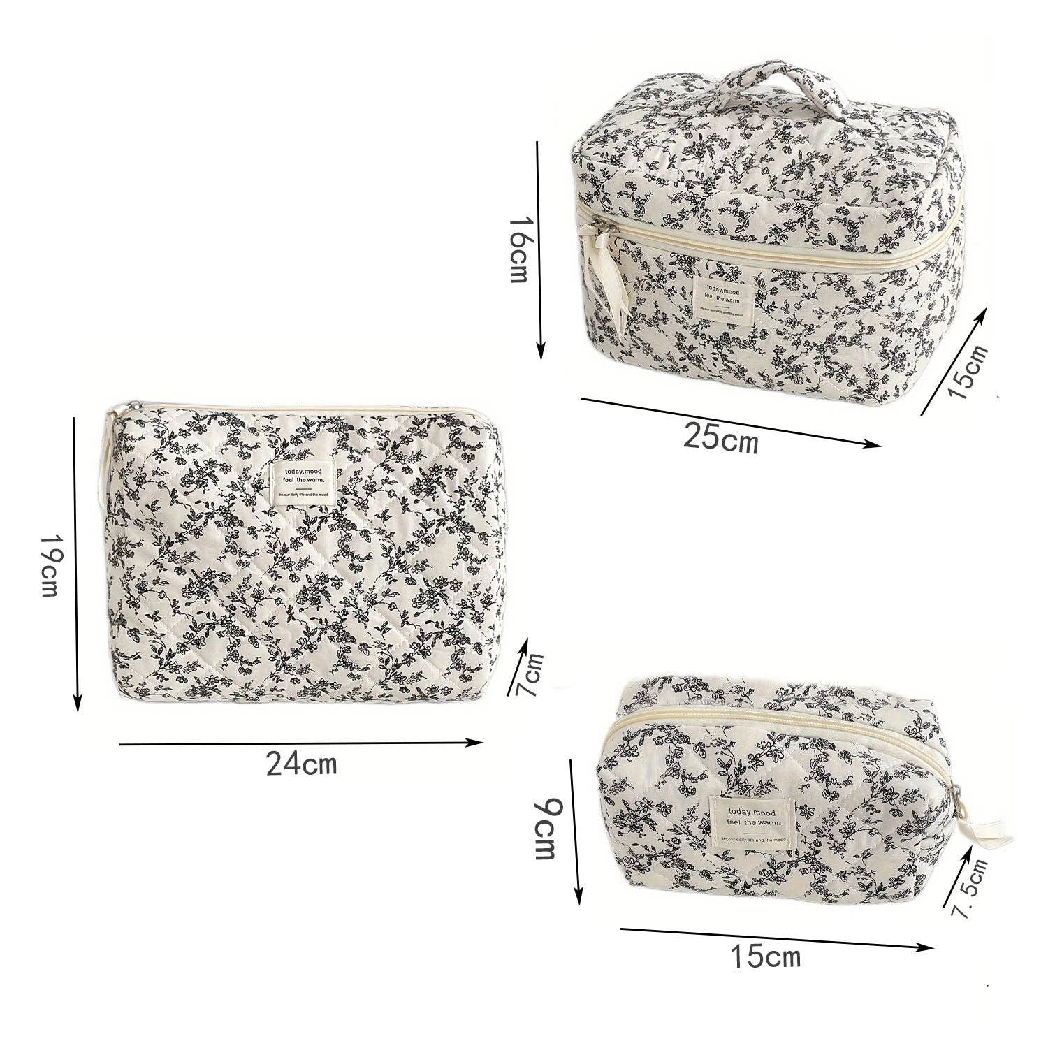 Dipped Shop - Wholesale Makeup/Cosmetic Bag - Flower Print Color Block Portable'Make Up Bag DP25A5373