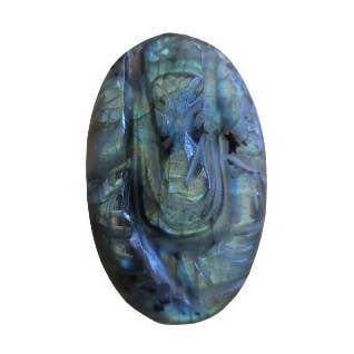 Engraved Ganesh Plaque in Labradorite for wholesale by WLM