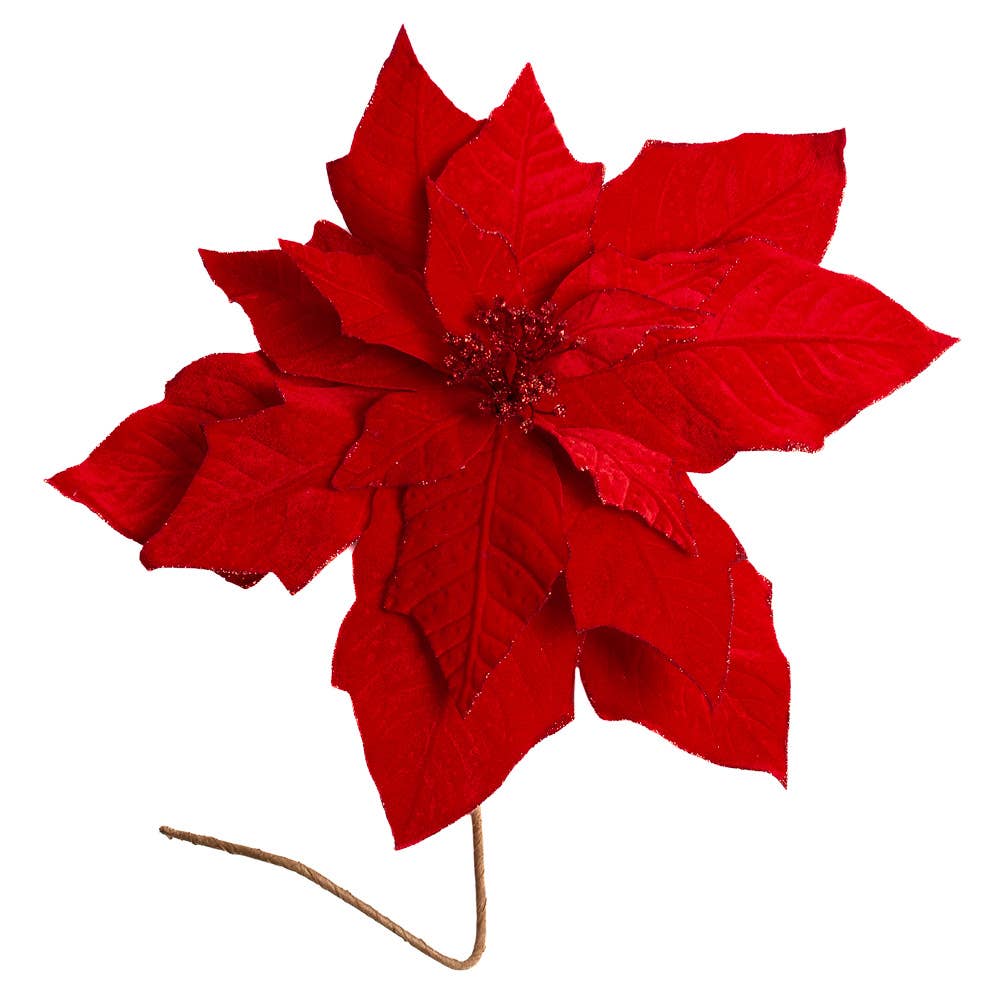 Factory Direct Craft - Vente Fleurs artificielles - Poinsettia en velours artificiel géant de 16" de diamètre - Choisissez la couleur4
