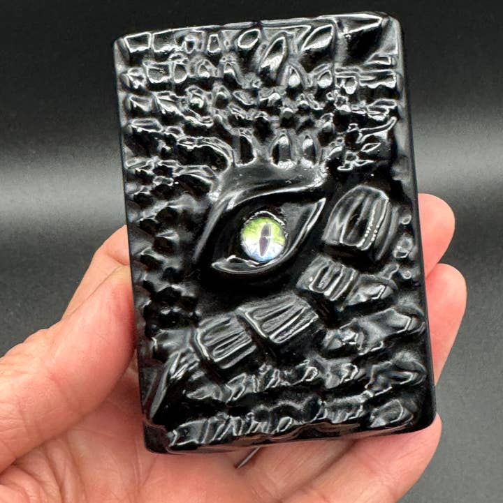 Obsidian book of dragon carving G836 for wholesale by The 7 Directions