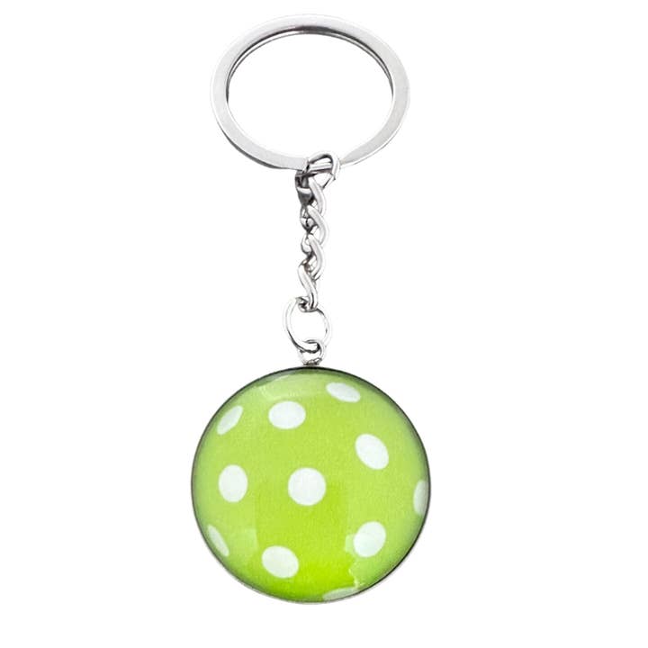 Green Pickleball Ball Keychain for wholesale by Sportybella