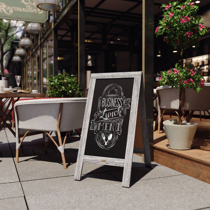 HBCY Graywash Wooden A-Frame Magnetic Chalkboard for wholesale on Faire