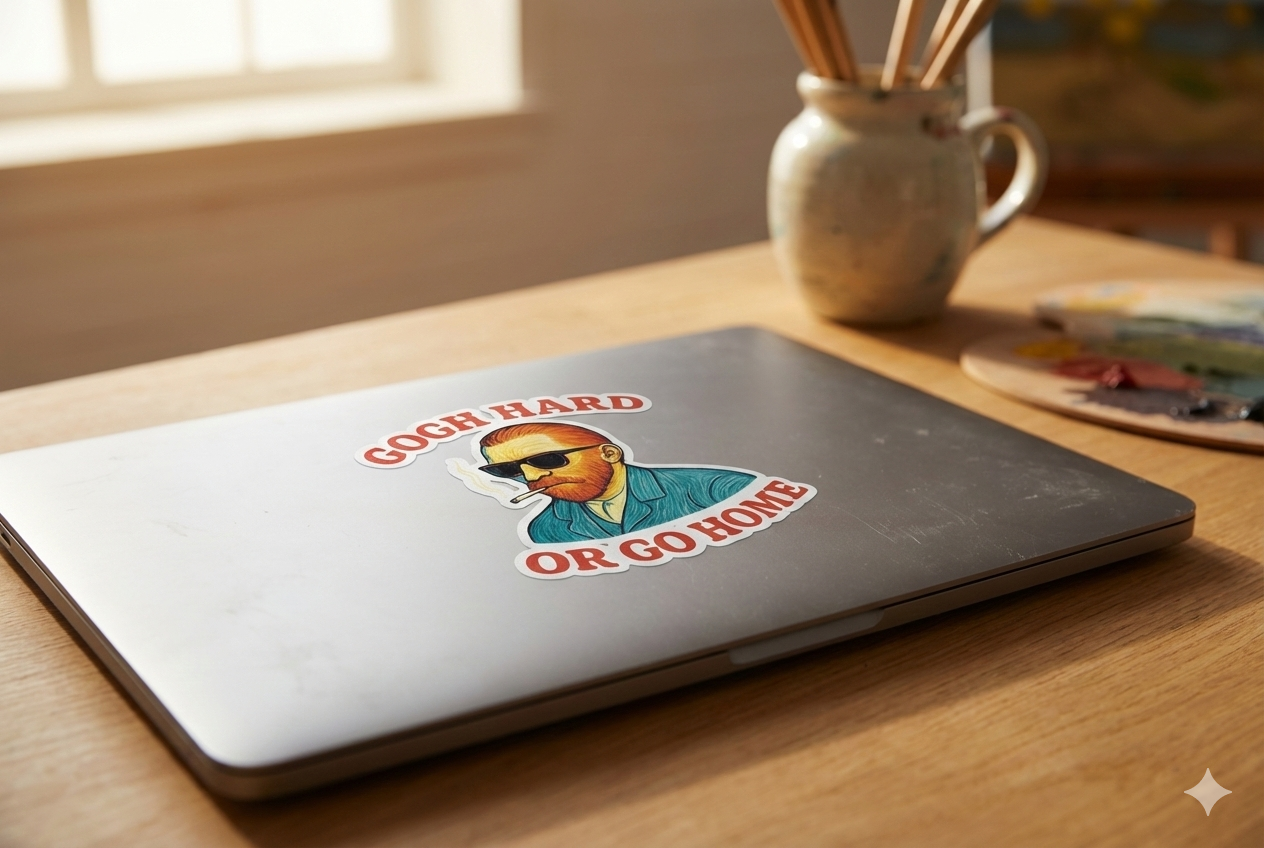 Magnifique Hearts - Wholesale Sticker - Van Gogh “Gogh Hard” Funny Art Sticker2