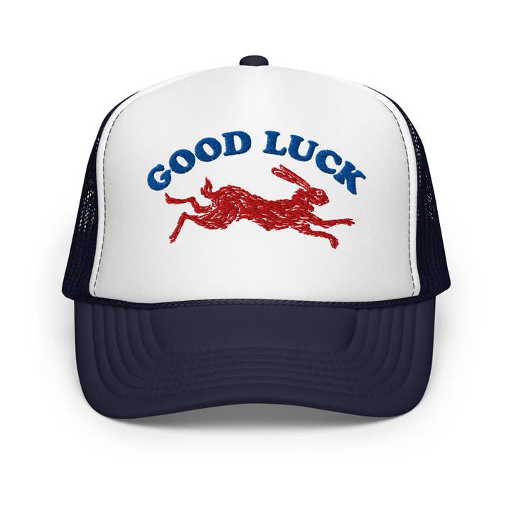 Good Luck Embroidered Foam Trucker Hat for wholesale by KILLER RETRO