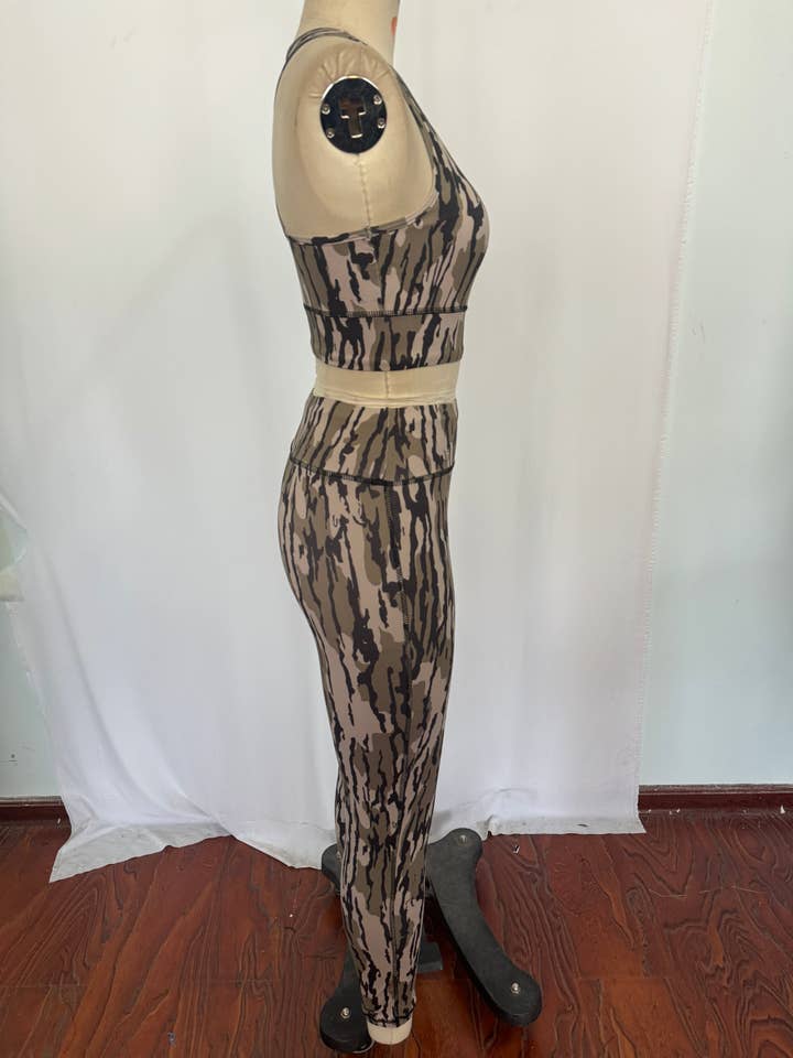 Aier Wholesale - Wholesale Activewear Set - Women's - Adult Women Camo Vest Top Pants Yogo Sports Clothes Sets