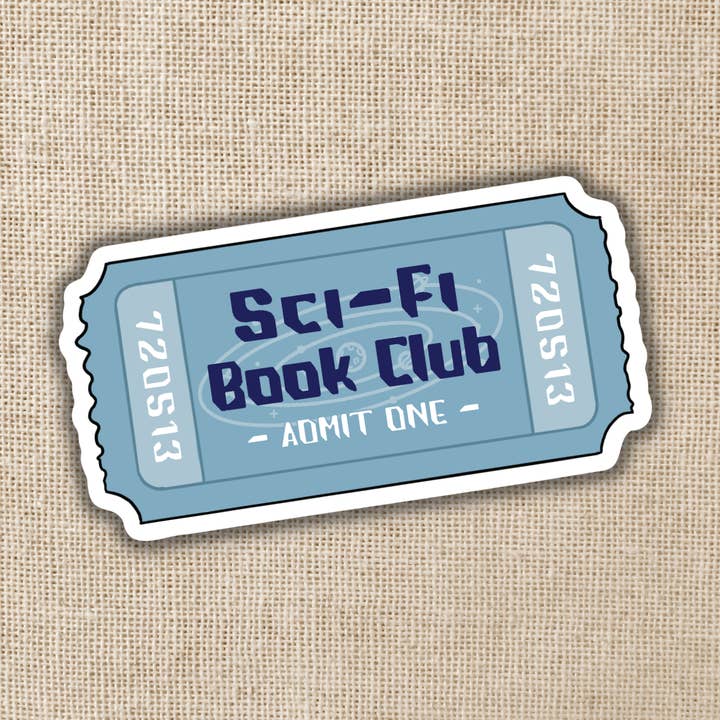 Sci-Fi Book Club Ticket Sticker for wholesale by Kingdom of Threads