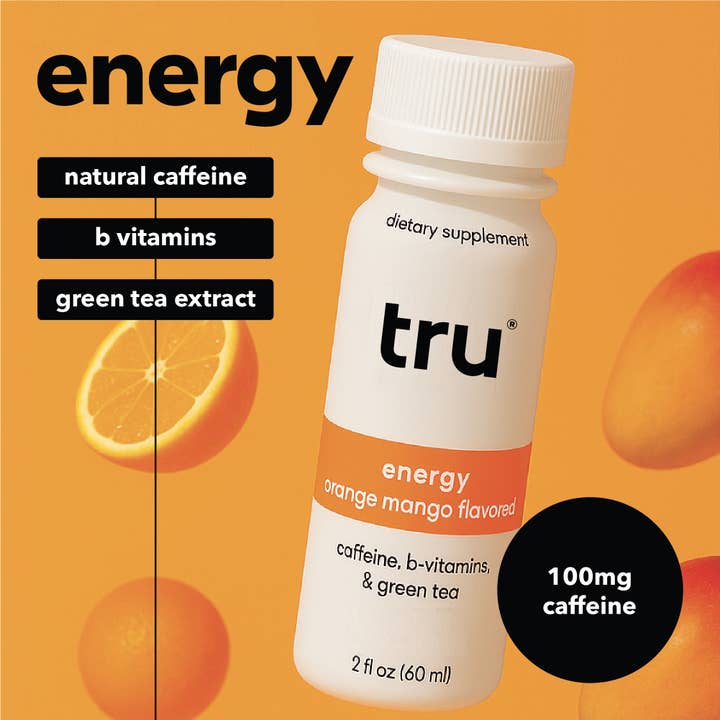 Tru - Wholesale Sports/Energy Drink - Tru Energy Wellness Shots, Orange Mango (Pack of 12)
