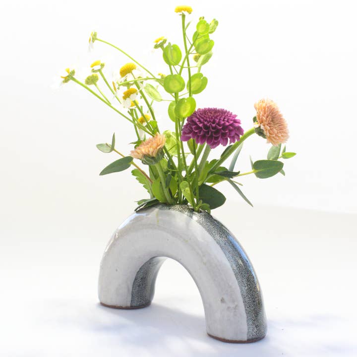 Black n White Macaroni Bud Vase for wholesale by Ceramic Heights