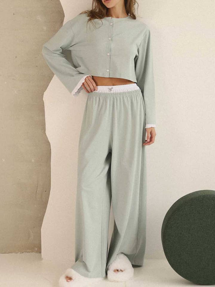 Casual Color Block Long Sleeve Sleepwear Set DP25F879 for wholesale by Dipped Shop