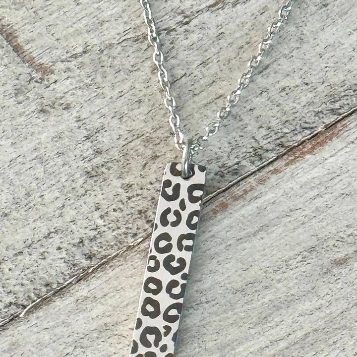 Cheetah/Leopard Print Bar Necklace/Keychain - Jewelry/Charm for wholesale by North Star Rustics Too