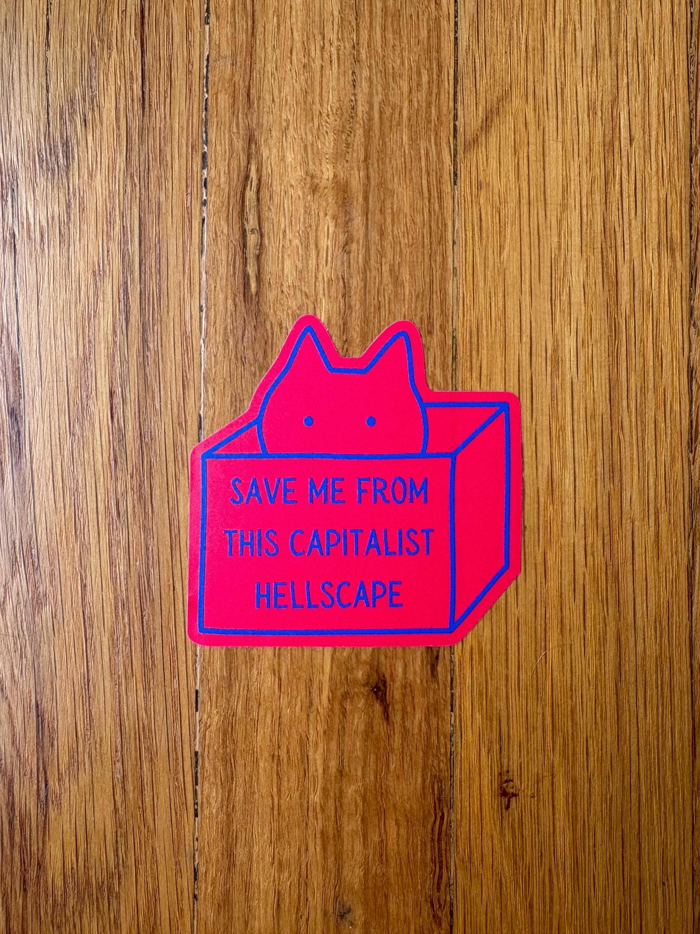 Anna Liz Heart Designs - Wholesale Sticker - Funny Political Sticker – Anticapitalism Cute Cat2
