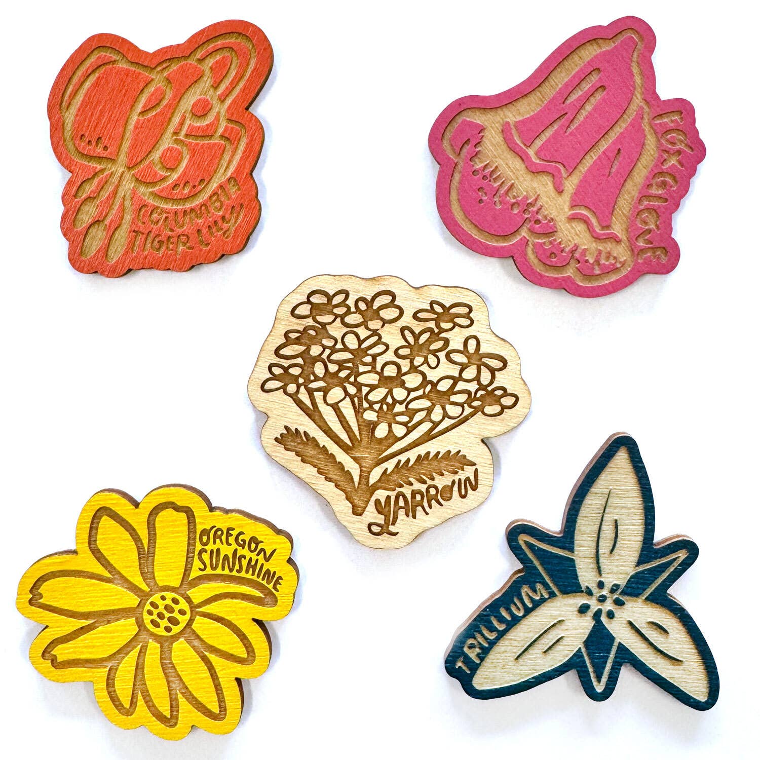 Varie Fiori selvatici del PNW - Set di 5 magneti in vendita all'ingrosso su Faire1