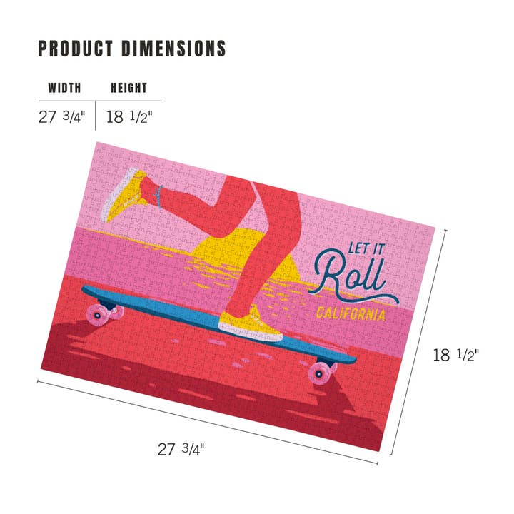 Lantern Press – wholesale Puzzle – Adult – 1000 PIECE PUZZLE California, Skateboarding, Let It Roll4