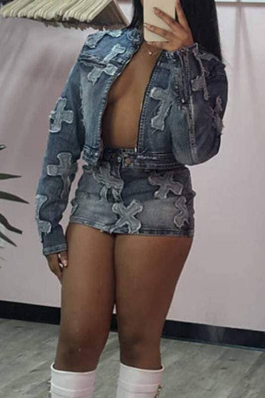 Flarix - Wholesale Top & Skirt Set - Women's - denim jacket and skirt set2