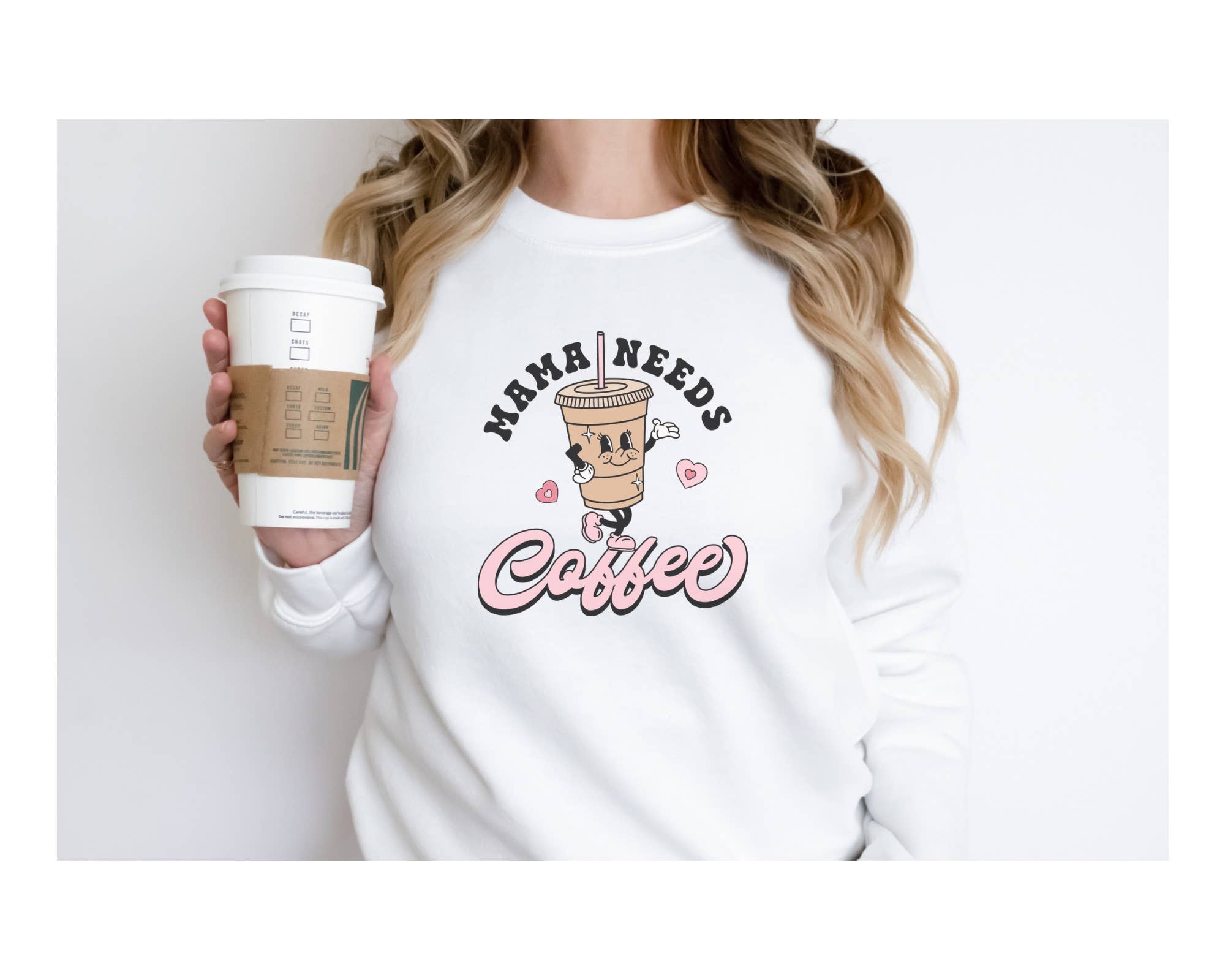 Wild Indigo - Venta al por mayor Sudadera estampada - Mujer - Mama Needs Coffee Vintage Retro Cuello Redondo1