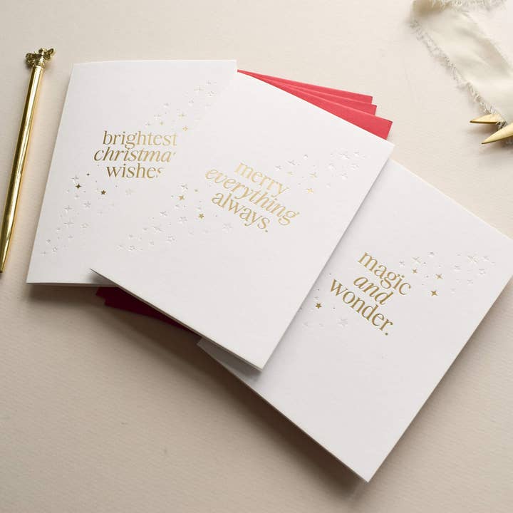 Luxury Gold Foil Star Christmas Card Pack for wholesale by Jennifer Tune