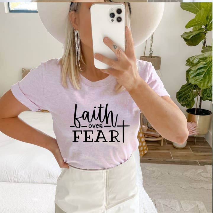 Faith Over Fear T-shirt | Women's Top for wholesale by KM Clothing