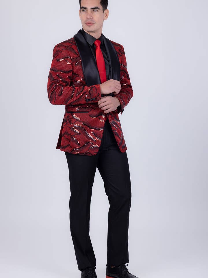 Mens Sequin Geometric Shiny Shawl Lapel Blazer 5BL04 for wholesale by BARABAS