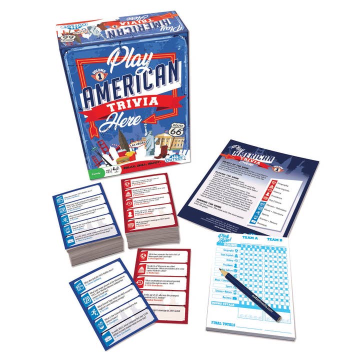 Outset Games and Cobble Hill Puzzles - Wholesale Board Game - Play American Trivia Here Card Game - The Ultimate Challenge