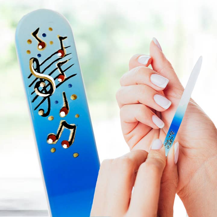 Musiknoten Musiker Handbemalte Farbige Kristallnagelfeile für den Großhandel von Classy Nail Files
