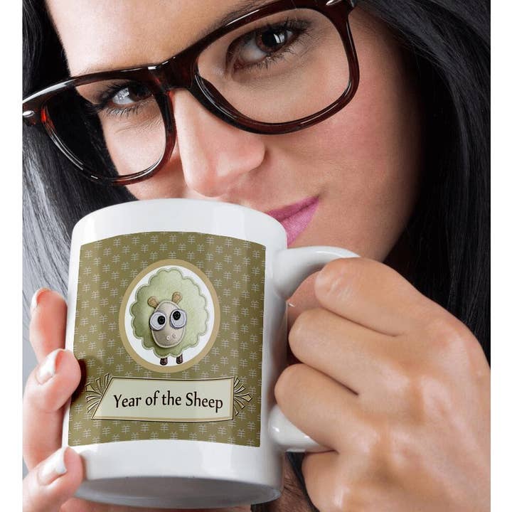 3dRose - Wholesale Coffee Mug - 3dRose, Cule Felt Look Sheep on Sign of the Sheep, Chinese Year of the Sheep, Taupe, Mug9