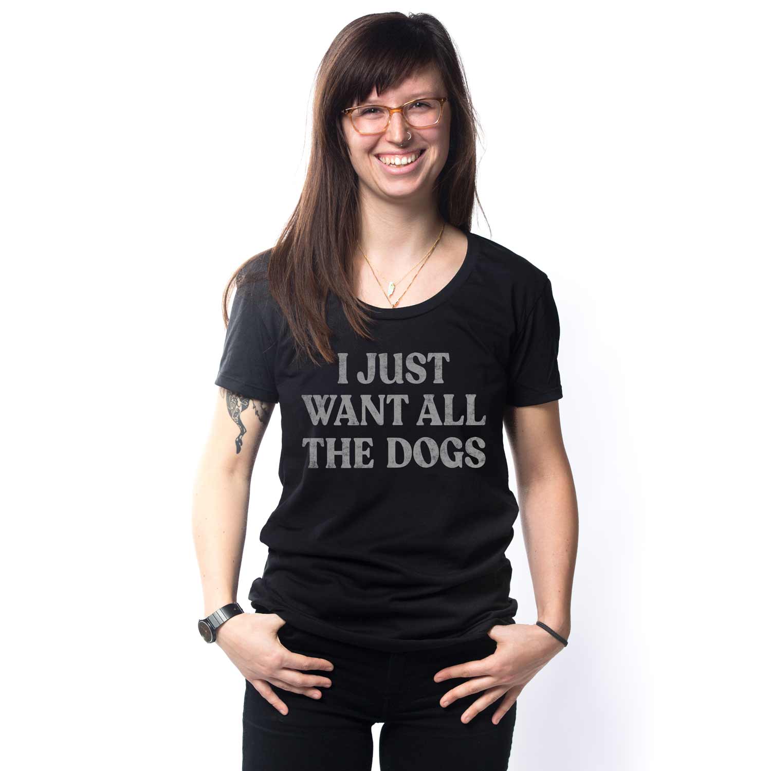 Solid Threads – wholesale Screen printed t-shirt – Women′s – Women's I Just Want All The Dogs T-shirt3