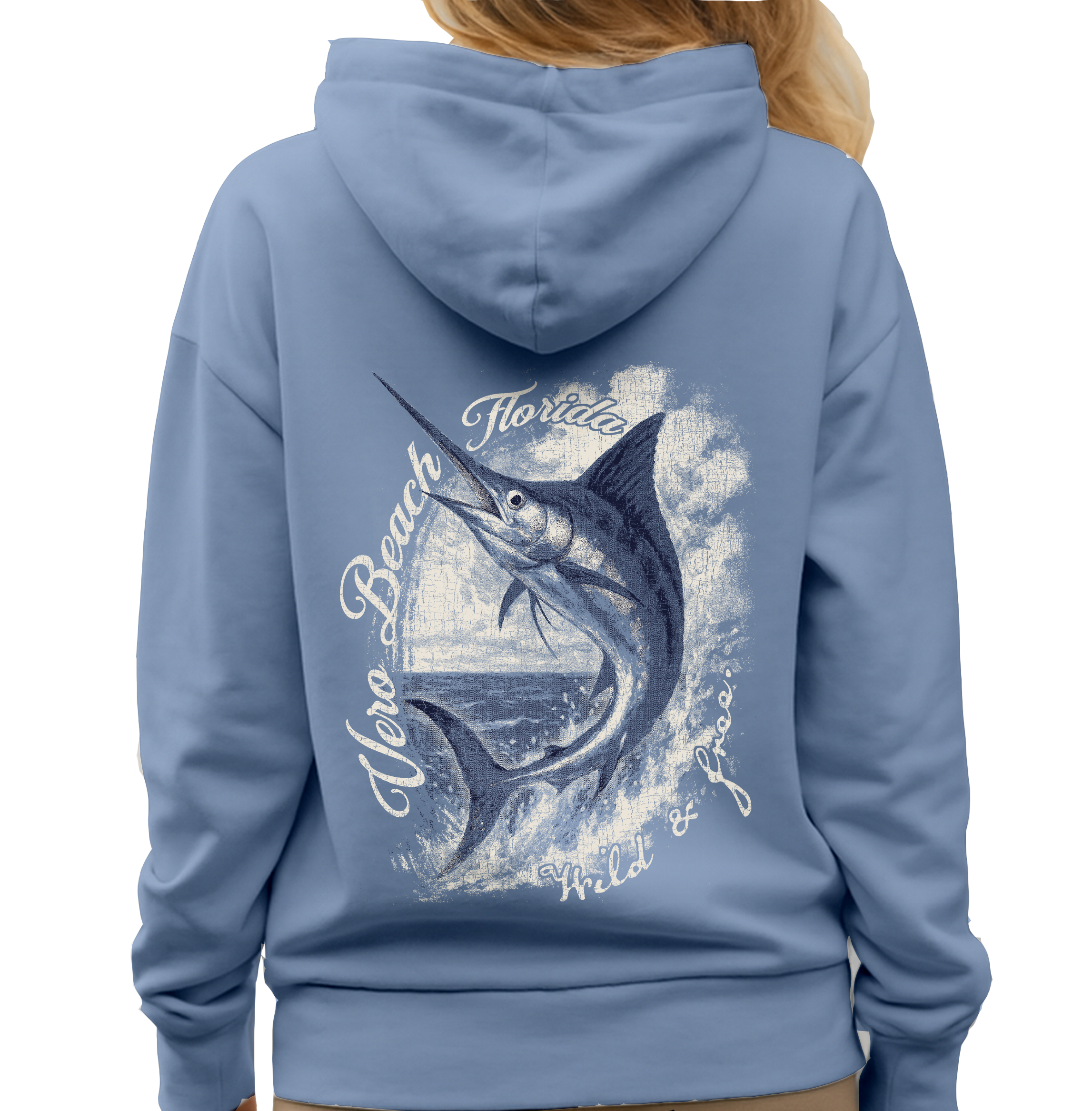 Textile Graphix - Wholesale Hoodie - Women's - Vintage Marlin Hoodie – Customizable Coastal Wildlife Design3