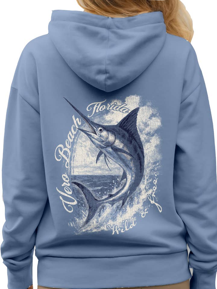 Textile Graphix - Wholesale Hoodie - Women's - Vintage Marlin Hoodie – Customizable Coastal Wildlife Design3