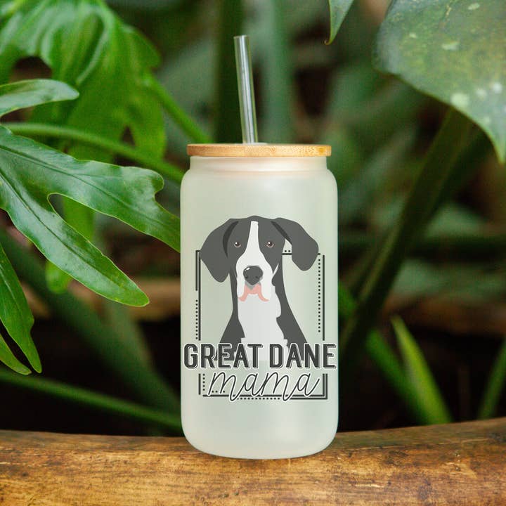 Great Dane Mama - Frosted Can Glass for wholesale by Livy Lou Designs + Co