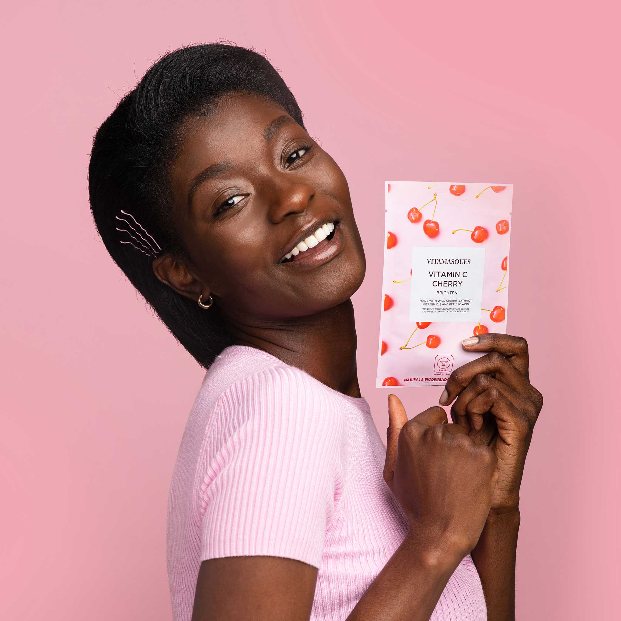 Vitamasques US - Vente Masque pour le visage - Masque en tissu à la vitamine C et à la cerise 🍒3