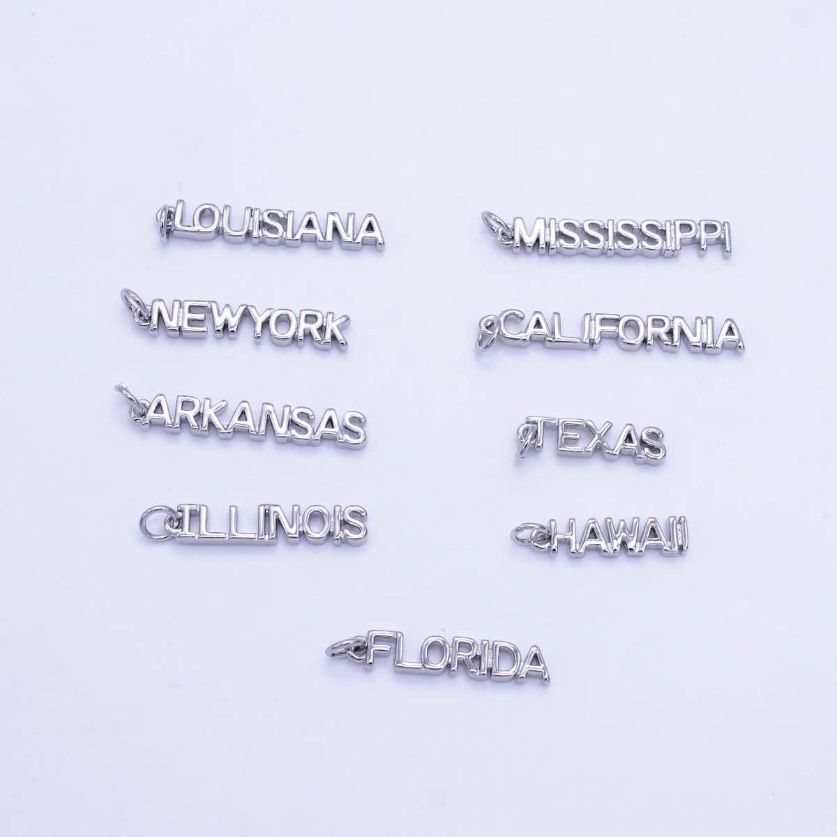 Aim Eternal - Wholesale Individual Charm/Pendant - 16K Gold Filled USA City States Script Tag Charm in Gold & Silver | D814 - D82327