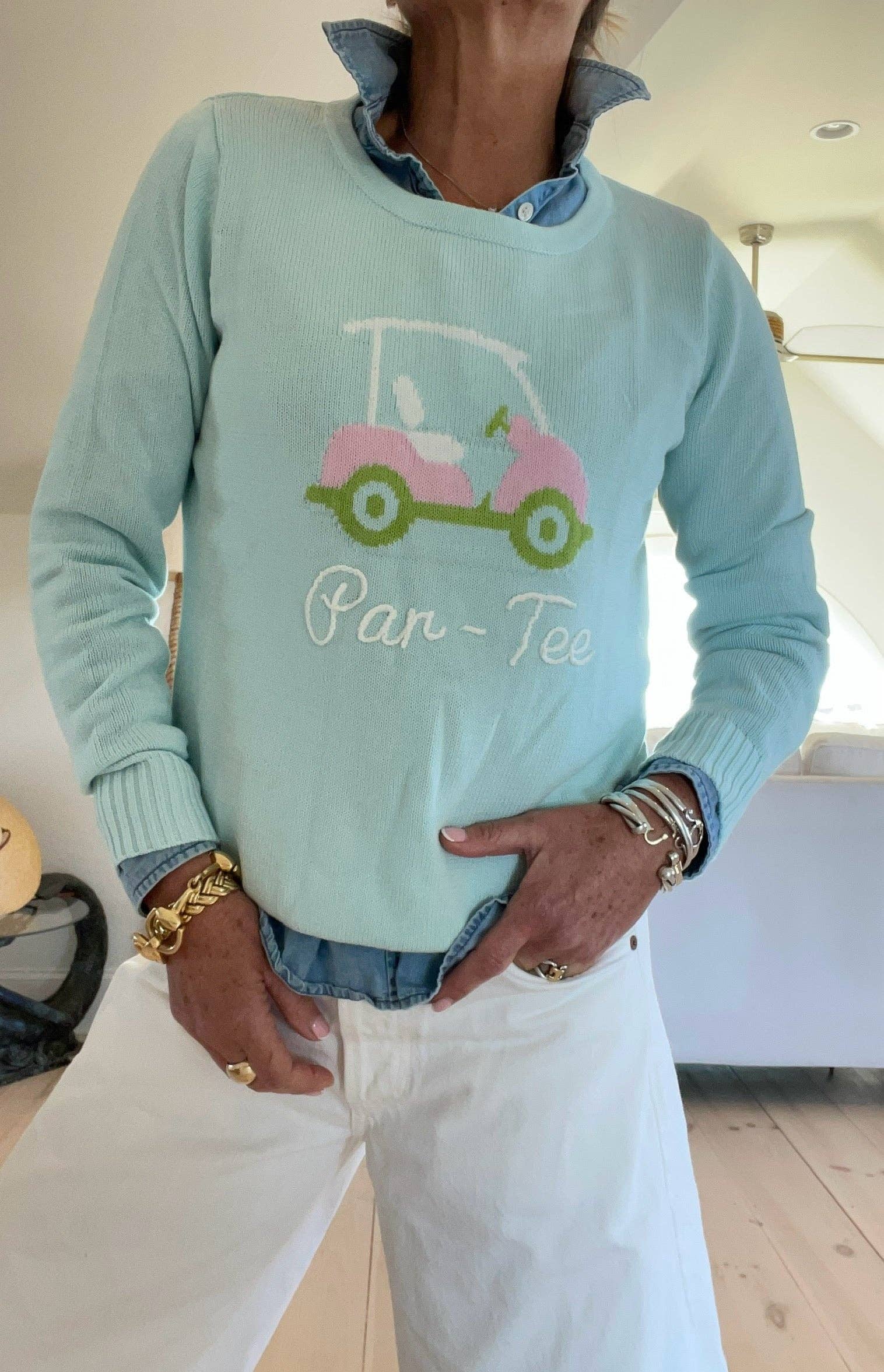 Pink Pineapple - Wholesale Knit Sweater - Women's - Classic Aqua  Par-Tee Golf Sweater2