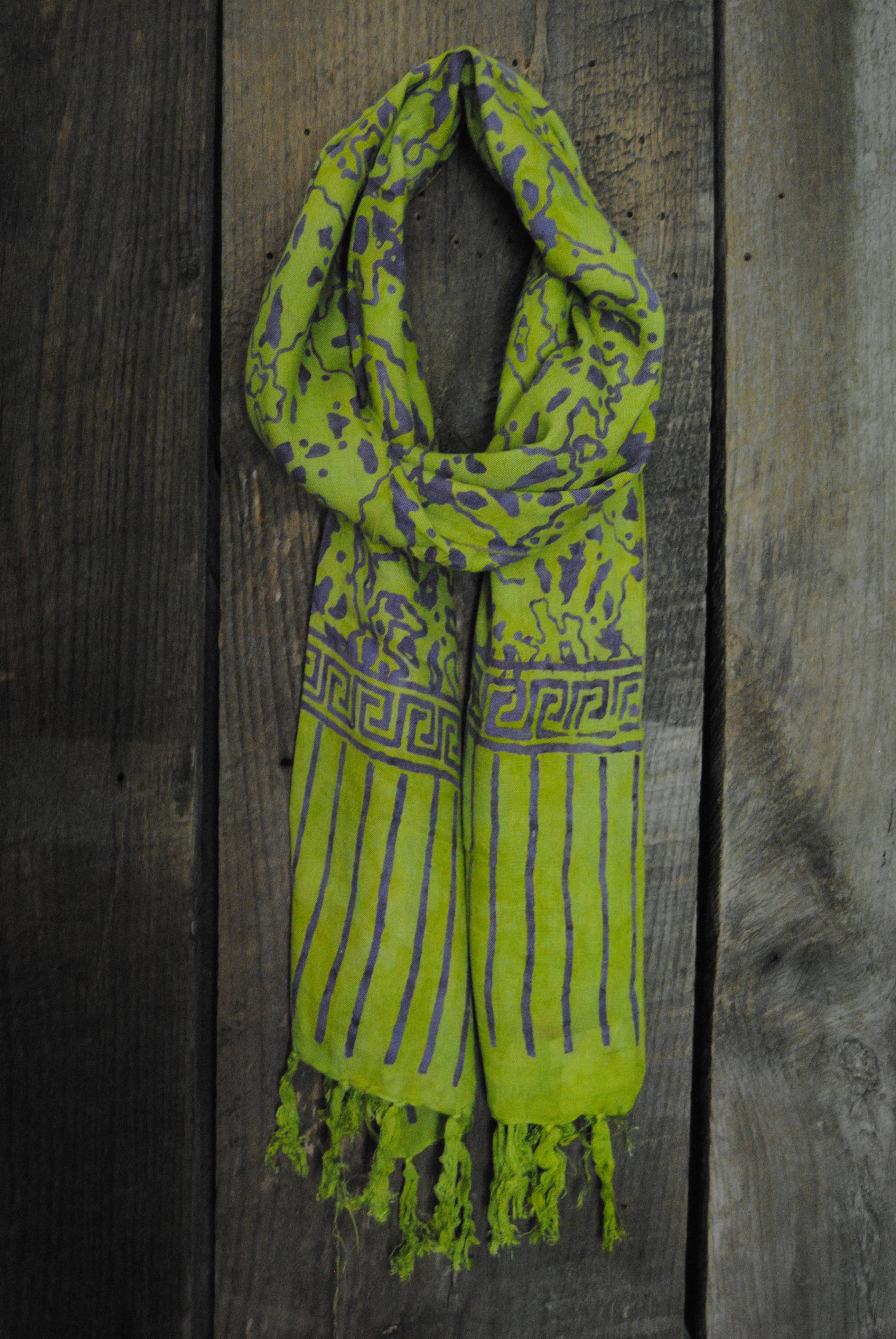 Nusantara Inc. - Wholesale Scarf - Women's - Rayon Batik Scarf - 98781 A-C (Knotted  Fringe)19