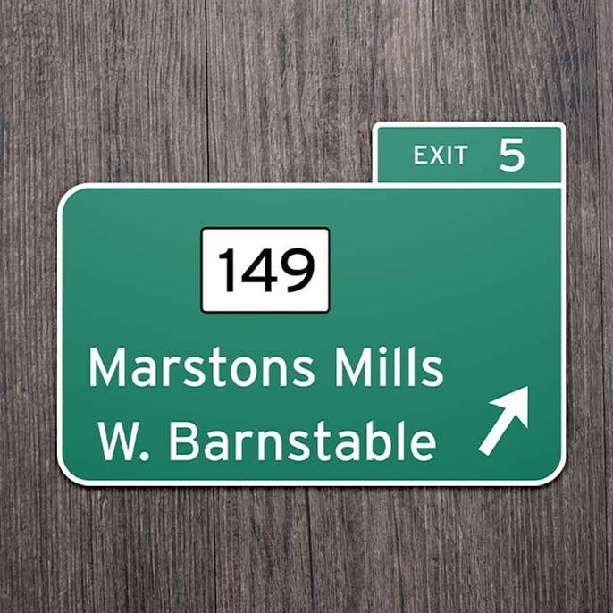 Adesivo Cape Cod Old Exit 5 Route 6 per la vendita all'ingrosso da parte di Cape Cod Stickers