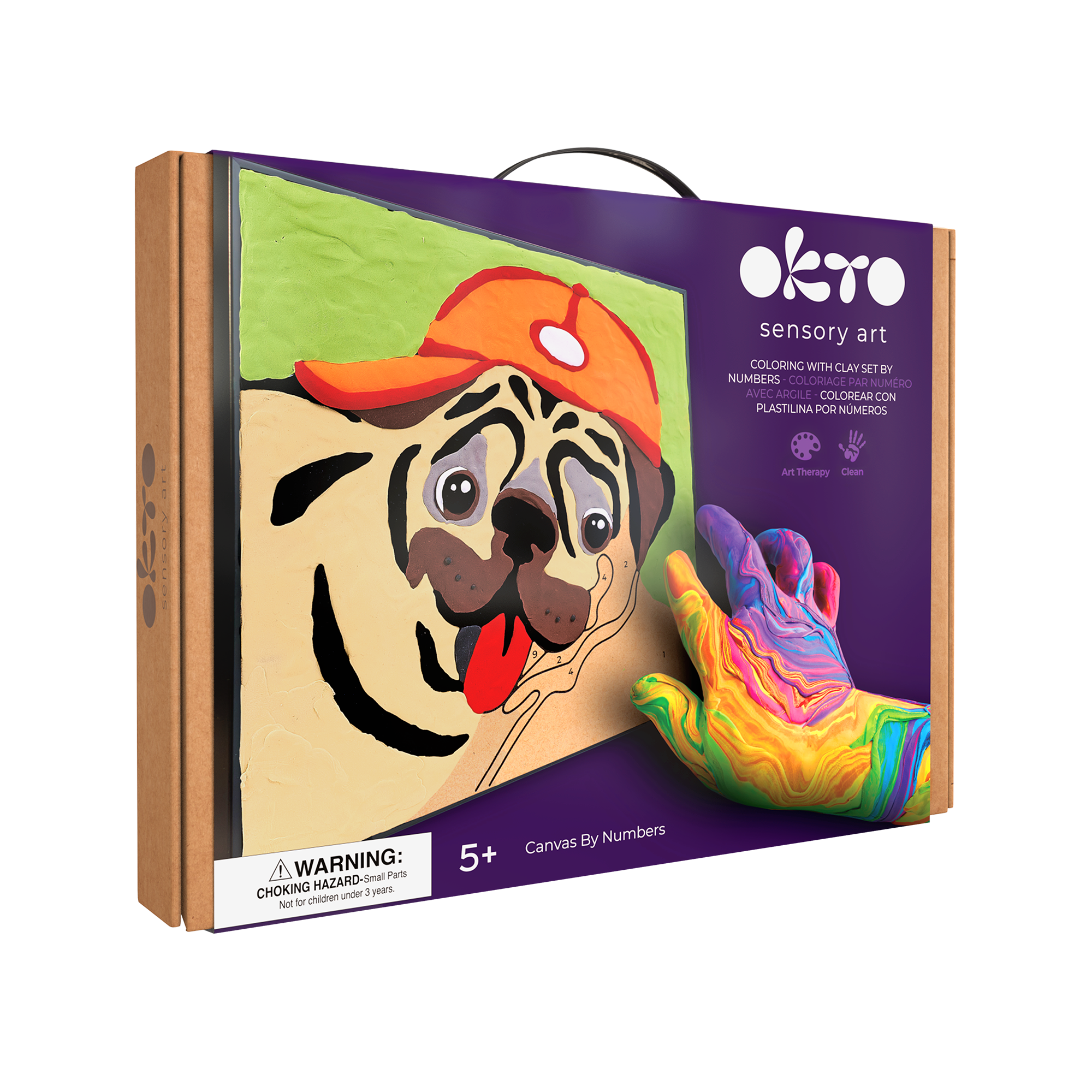 Fainotoys - Wholesale DIY Craft Kit - Kids - OKTO Clay by Numbers — Pug Dog — (16.54×12.01 in) — Ages 5+7