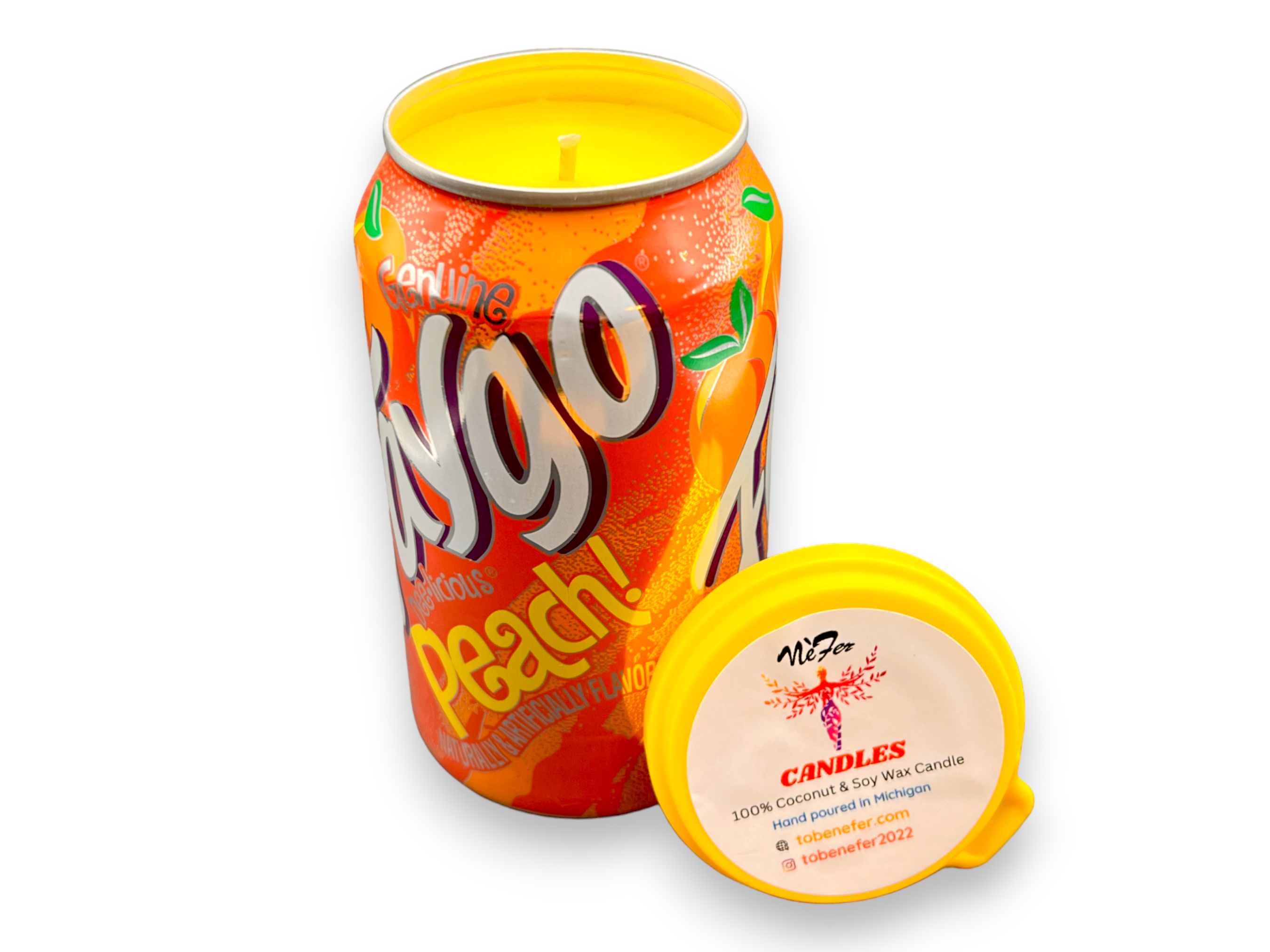 Nefer Designer Candles & Home Decor - Wholesale Pot/gevulde kaars - Faygo Peach Pop sojakaars1