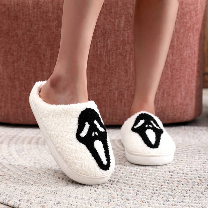 ACCITY - Wholesale Slippers - Women's - NEW HALLOWEEN GHOST FACE COTTON SLIPPERS_CWSHS07581