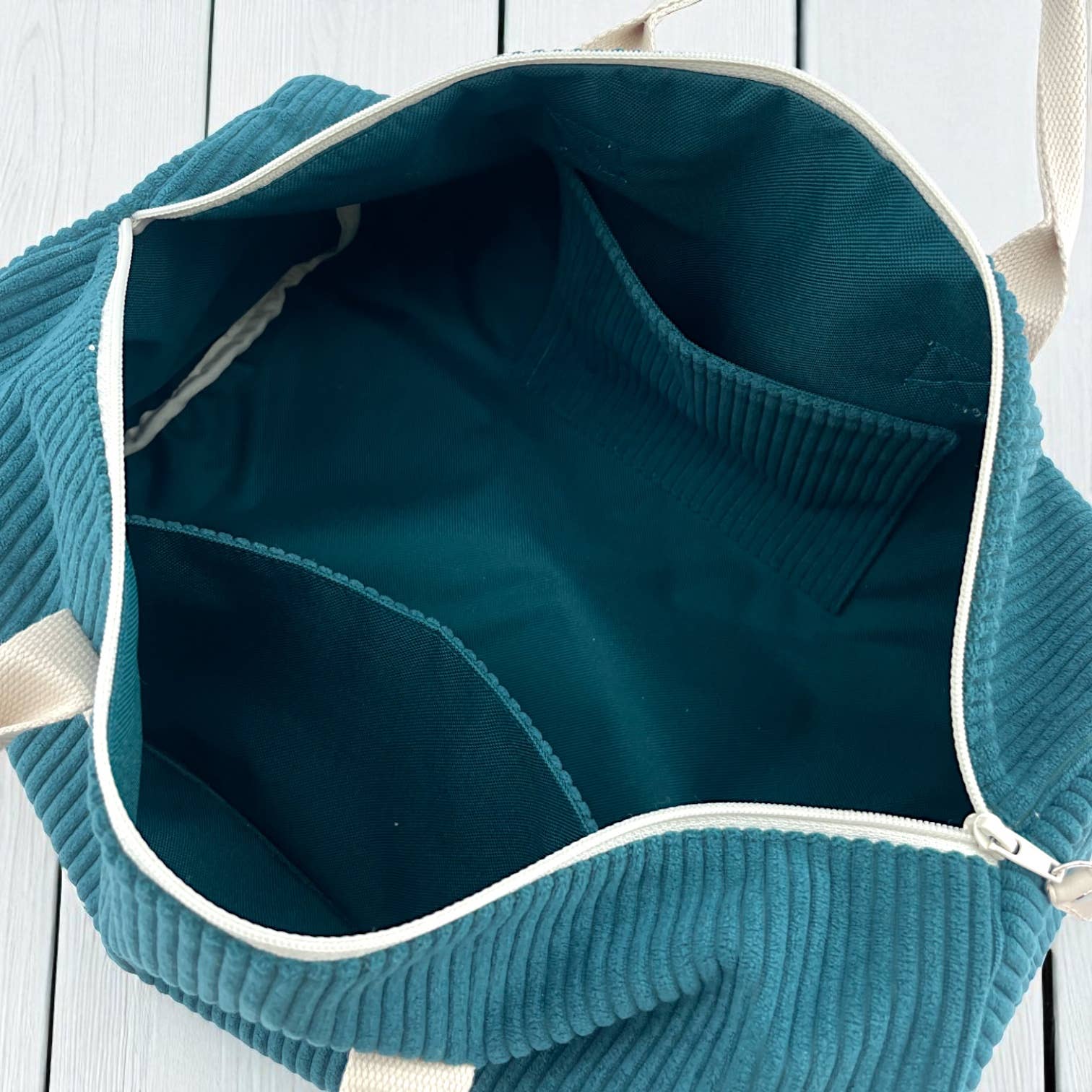 Emmanuel Création - Wholesale Weekender Bag - Unisex - Duffle bag, "Corduroy" petrol2