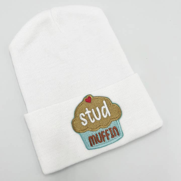 www.ilybean.com - Wholesale Newborn/Knit Hat - Baby - Stud Muffin Baby Boy Hat Hospital Hat Cute Muffin Patch 1