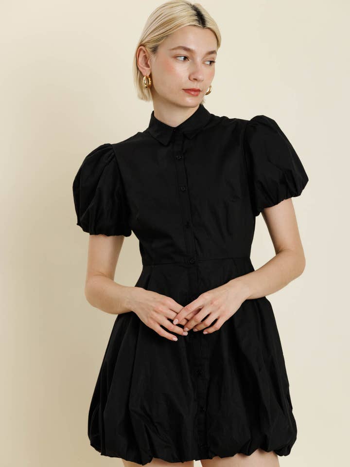 AD2185 - MINIKLEID MIT BLASENSAUM UND HEMDOPTIK für den Großhandel von Aureum